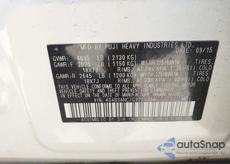 2016 Subaru Outback 2.5I Limited from USA, damaged, VIN 4S4BSANC7G3225256